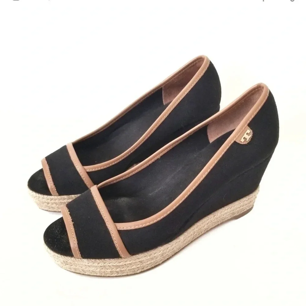Tory Burch Majorca Espadrilles Peep Toe Wedge- Size 8.5